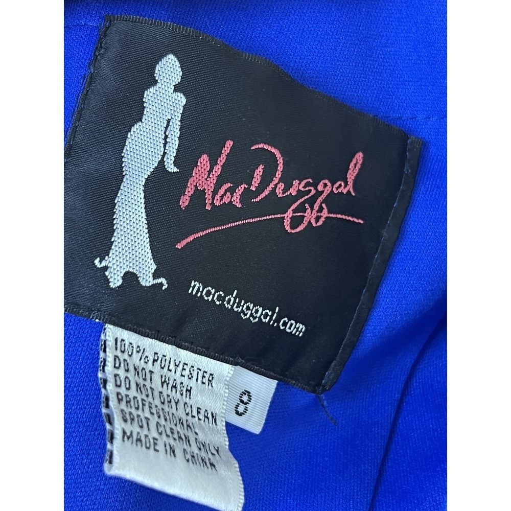 MAC DUGGAL Womens Ruffle Shoulder Dress In Royal Blue  Sz 8 - Picture 3 of 3